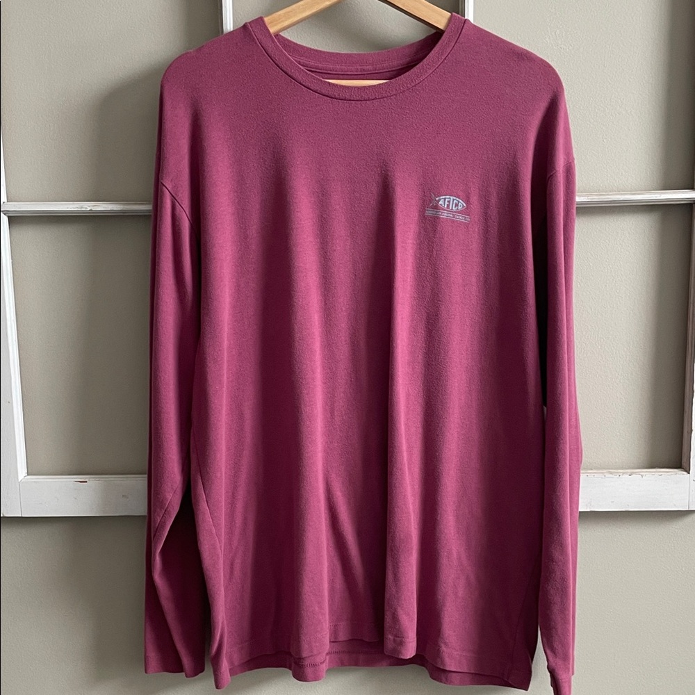 AFTCO Men's Burgundy Long Sleeve Shirt